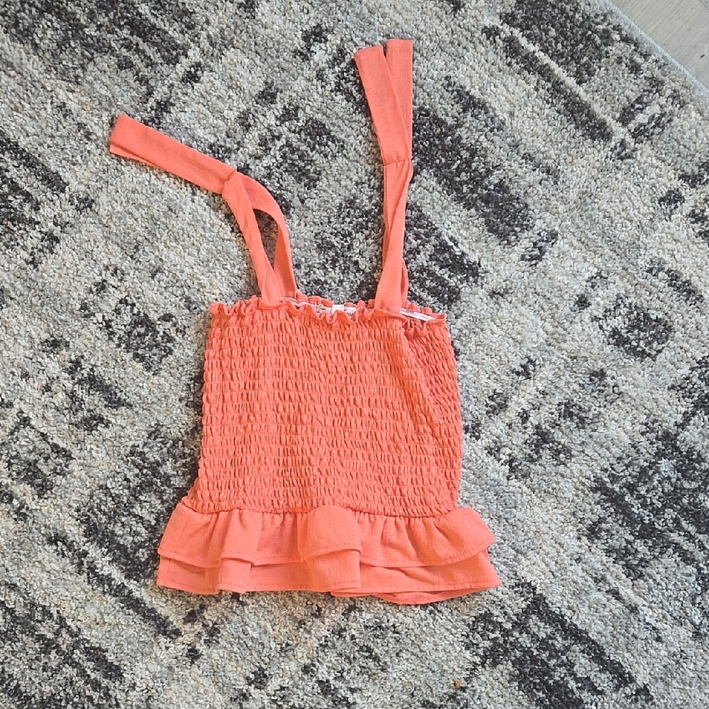 Coral Smocked Crop Top